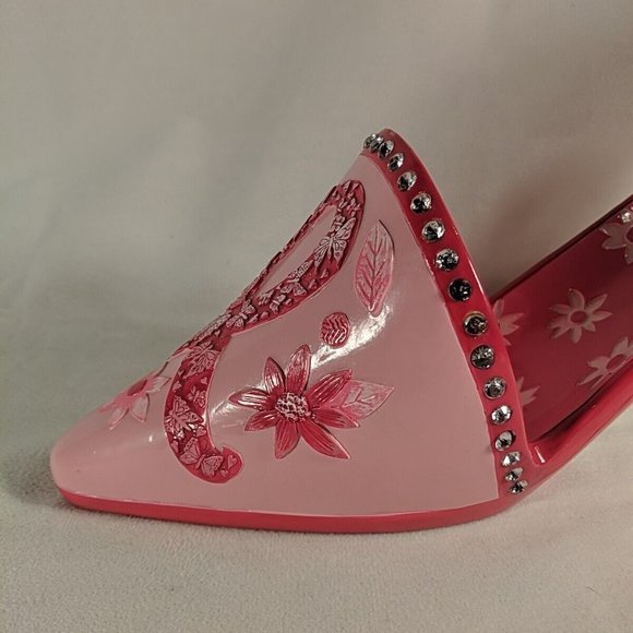 Breast Cancer Awareness Pink Ribbon Stiletto High Heel Bottle Holder Rest Wine - Picture 6 of 16
